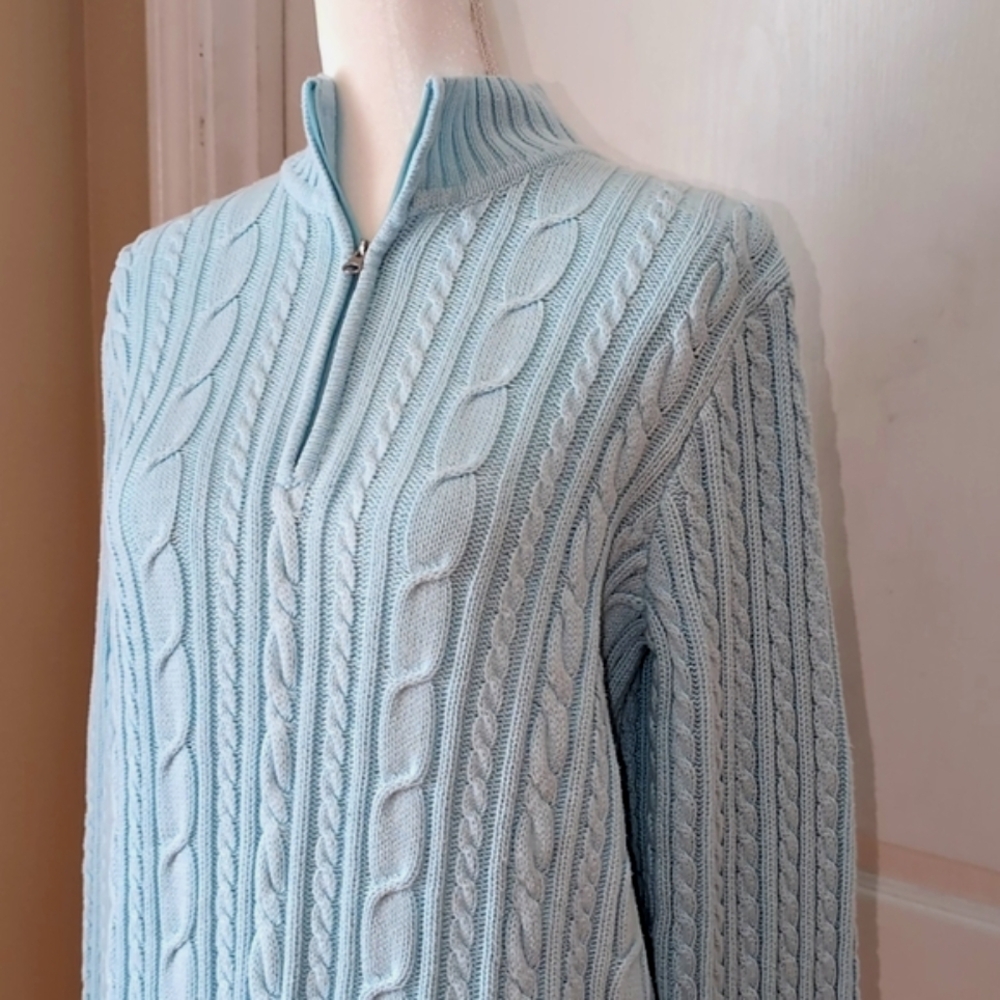 Croft & Barrow Cable Knit 1/4 Zip Mock Neck Pullover Sweater. Size Large - Picture 3 of 11
